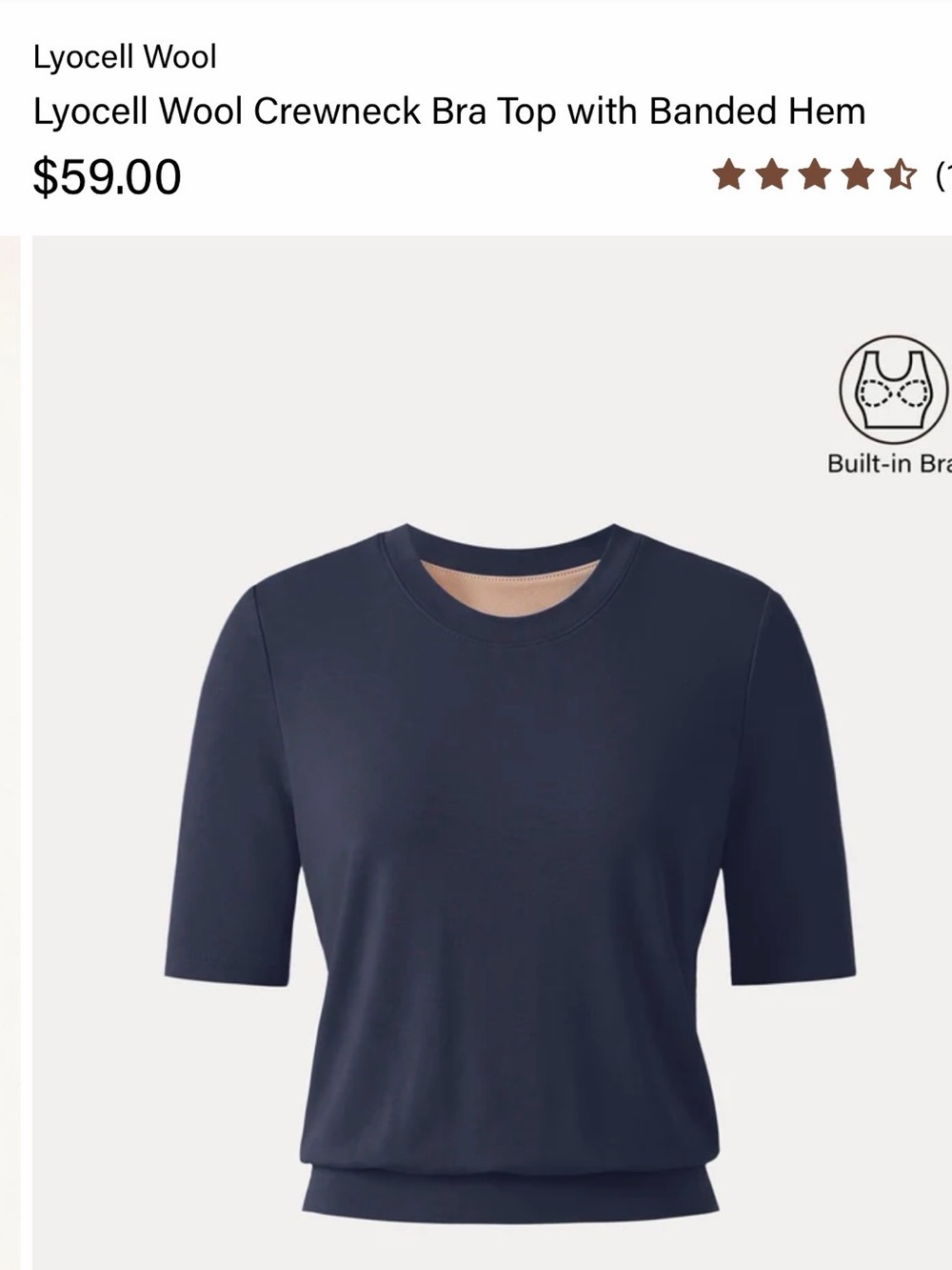 OGL Lyocell Wool Crewneck Bra Top Brami Navy-Black